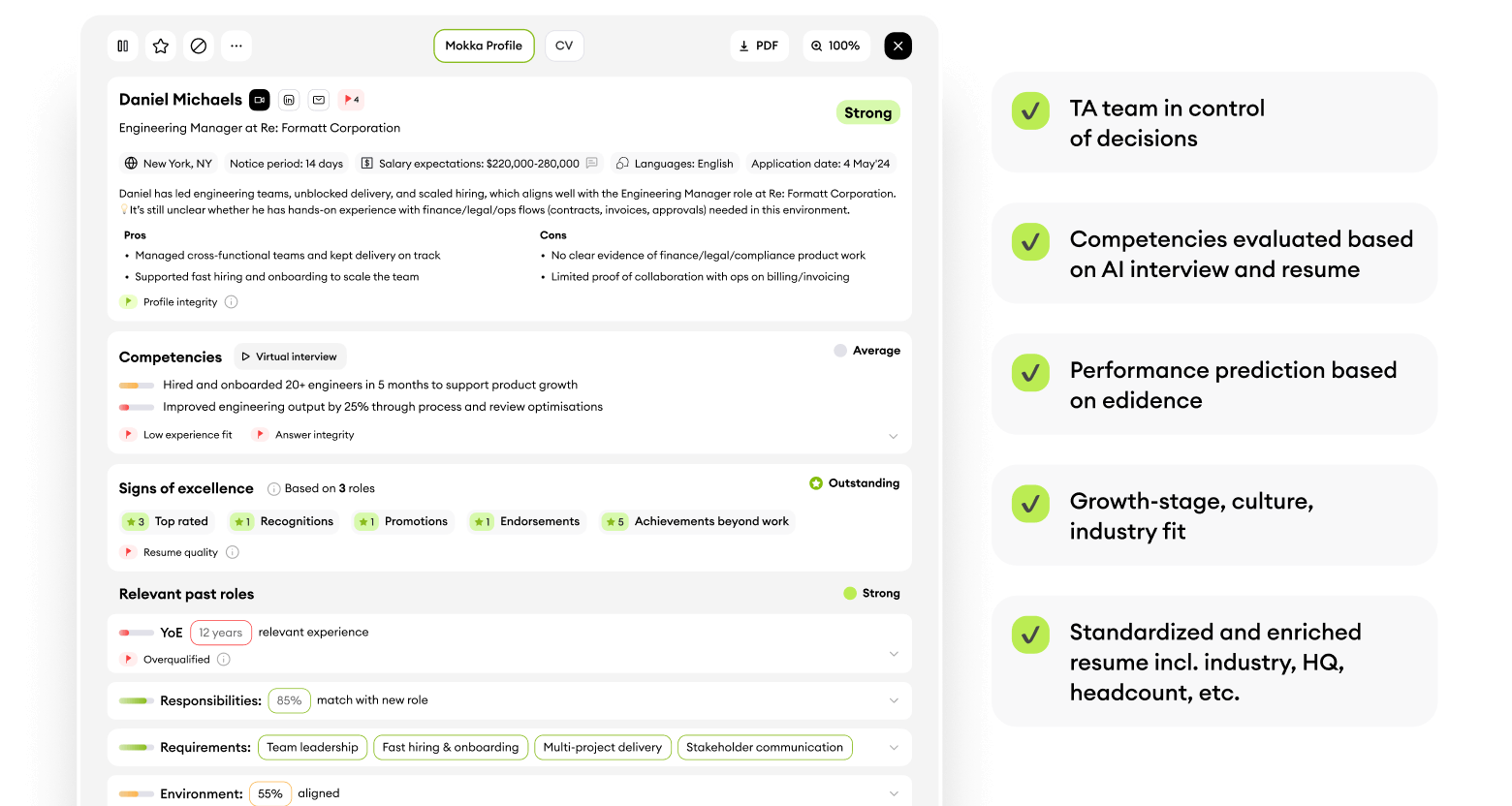 Candidate profile enriched with screening & pre-interviews image