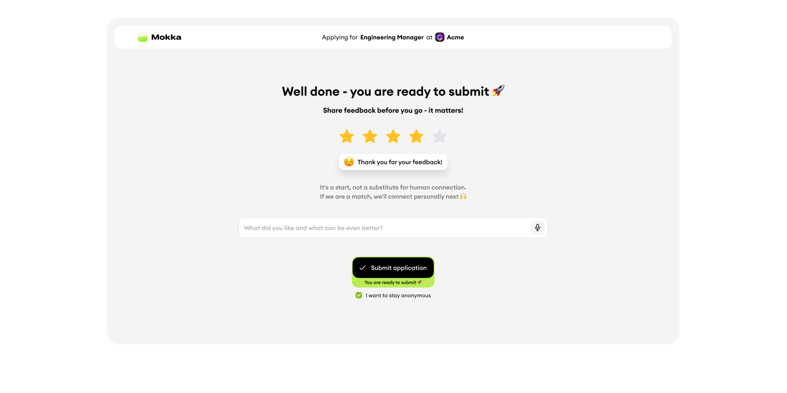 Every candidate is encouraged to leave anonymous feedback image